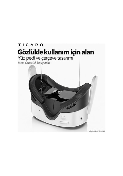 Tıcaro Meta Quest 3s İle Uyumlu Pu Yüz Pedi Ve Arayüz Çerçevesi, Siyah