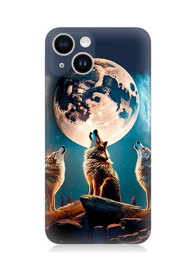 Apple Uyumlu iPhone 14 Plus Silikon Kılıf 3 Kurt Ve Dolunay