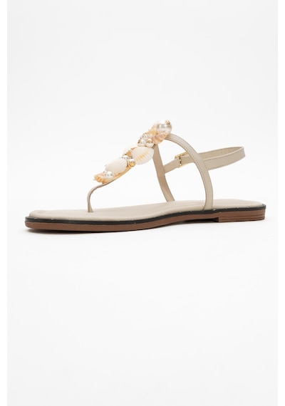 Luvishoes Luvi Shoes Joe Bej Deniz Kabuklu Hakiki Deri Parmak Arası Kadın Sandalet Bej
