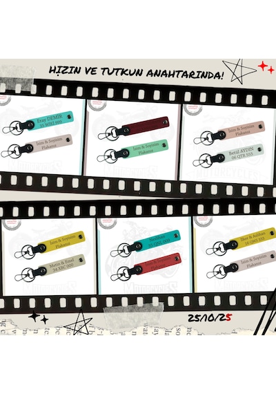 Minimal Ve Şık Hediye Arayanlara Kişiye Özel Plaka & İsimli Anahtarlık Seti, Kırmızı-bordo-ysl Çok Renkli