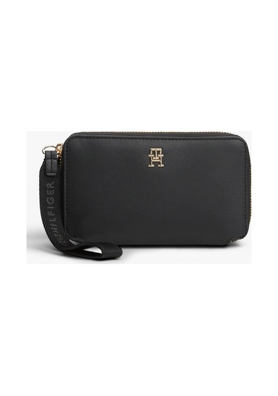 Tommy Hilfiger Th Logotape Compact Zıp Around Kadın Siyah Cüzdan - Aw0aw18699
