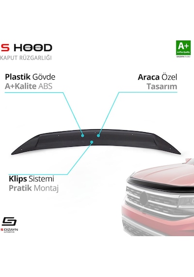 S-dizayn Kia Sportage Abs Plastik Kaput Rüzgarlığı 2011-2015 A+kalite