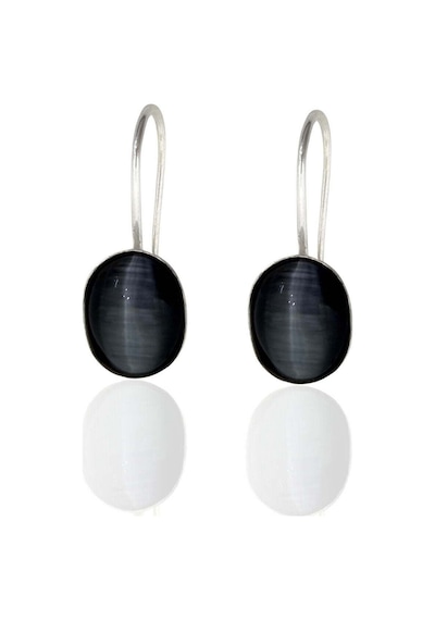 Oya Silver Siyah Sedefli Sallantılı Gümüş Kadın Küpe 2.3x0.9 Cm