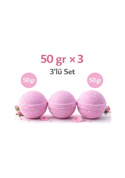 3 Adet 50 Gr. Gül Kokulu Banyo Topu, Nem Bombası, Banyo Bombası, Manikür Ve Pedikür Topu Diğer