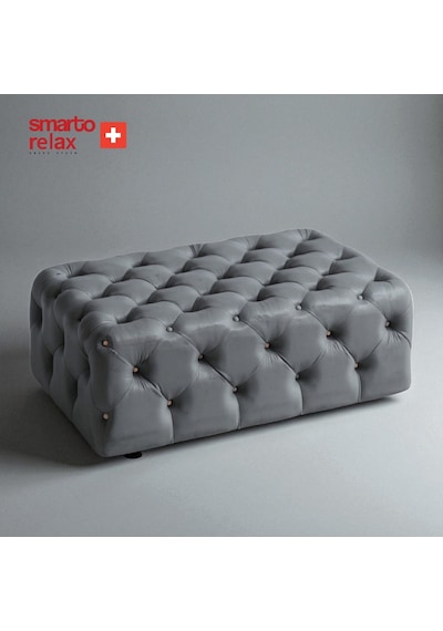Smarto Relax Puf Swiss Style Guarda Ayaksız Kapitoneli Dekoratif 80x45x45 Cm Ayaksız Kapitoneli Dekoratif Puf Gri