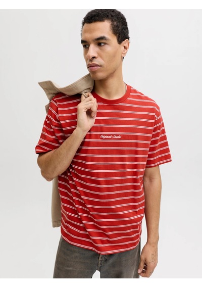 Jack & Jones Jack&jones Jornorrebro Stripe Tee Erkek T-shirt 12291021 Kırmızı