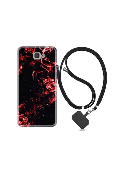 Samsung Uyumlu Galaxy J7 Prime 2 Kılıf Ipli Askılı Red Smoke 1745