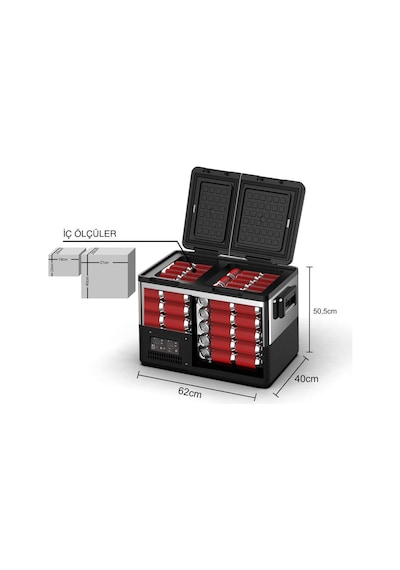 ICECO TCD55 12/24Volt 55 Litre Çift Bölmeli Outdoor Kompresörlü Oto Buzdolabı/Dondurucu
