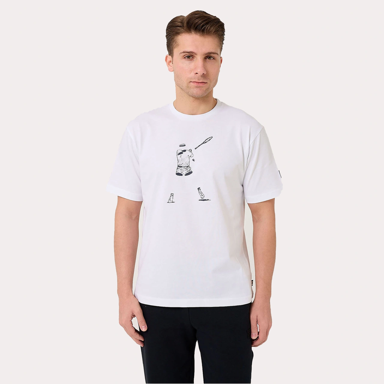 Beyaz Fila Erkek T-shirt Tennis Player Graphic Tu411111 beyaz