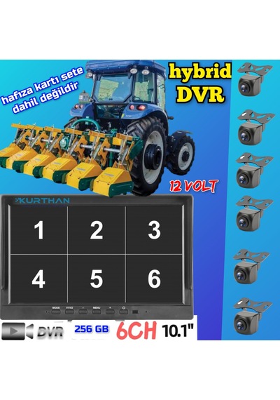 10'' Hybrid Dvr Monitör Ve 6 Adet 170'' Balık Gözü Lens Kamera
