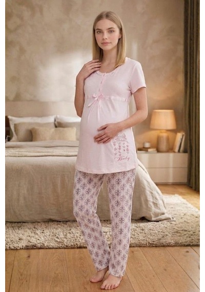 Mecit Pijama Mecit 6350 Pembe Hamile Lohusa Pijama Takımı