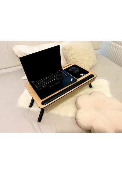 Supplyplus Safir Telefon Tablet Bölmeli Katlanır Ayaklı Minderli Laptop Sehpası Bilgisayar Çalı Safır