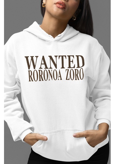 Sevbano Wanted Roronoa Zoro One Piece Anime Sırt Baskılı Unisex Oversize beyaz