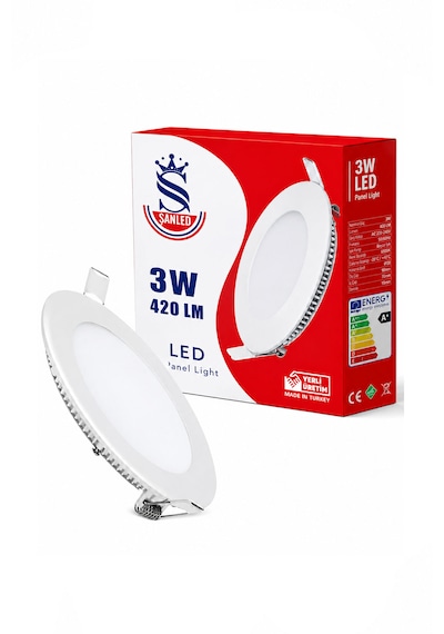 Şanled 3w Tasarruflu Led Yuvarlak Beyaz Işık Sıva Altı Slim Panel 6 Adet