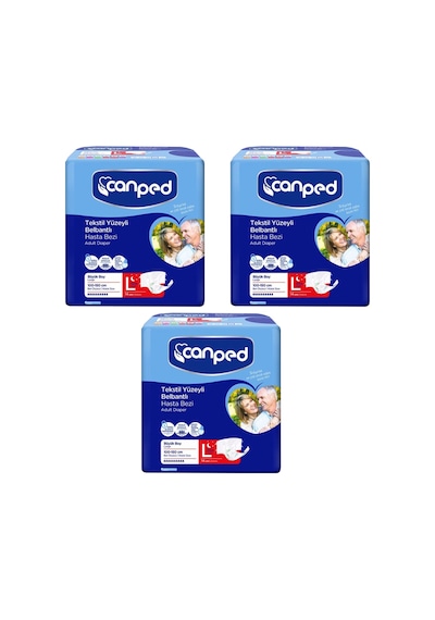 Canped Tekstil Yüzeyli Belbantlı Yetişkin Hasta Bezi Gece Büyük Boy L 14'Lü x 3 42 Adet