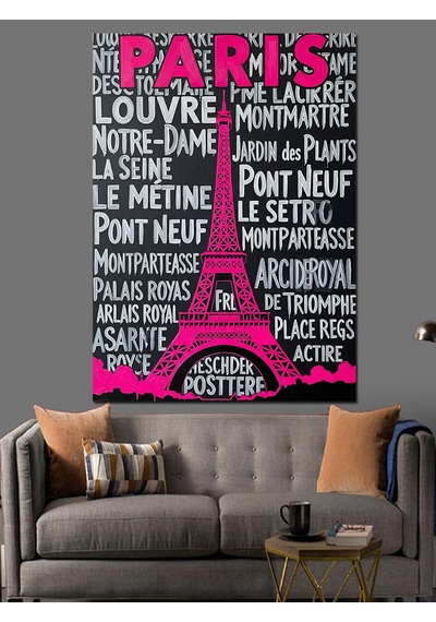 Ahşap Tablo Yazılarla Paris Ve Eyfel