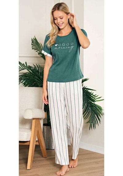 Feyza Pijama Feyza 5238 Kısa Kol Kadın Pijama Takımı Yeşil
