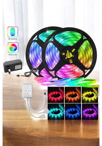 5 Metre Şerit Led Rgb Işıklı Kumandalı Güç Adaptörü Her Ortama Uygun Sarı 62633714