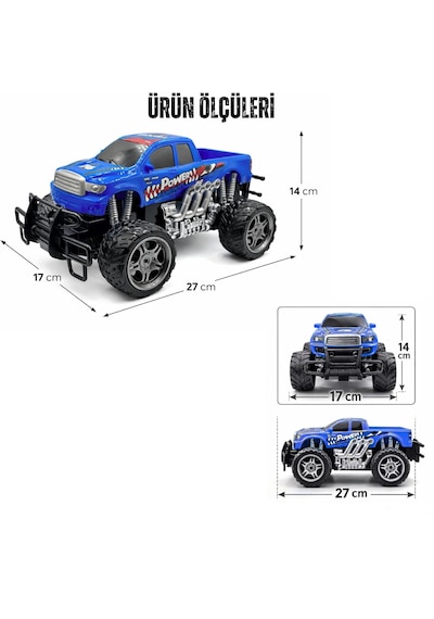 Uzaktan Kumandalı Off Road Arazi Araba 27 Mhz Şarjlı Full Fonksiyon 4x2 Off Road Kamyon Arazi Aracı Mavi