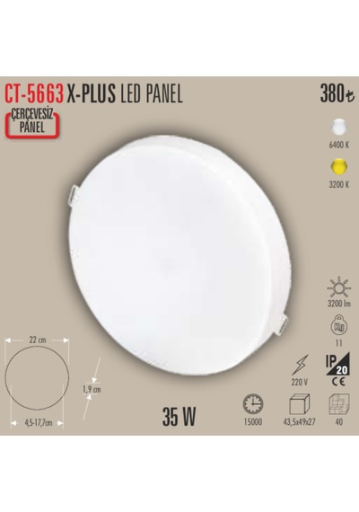 Ct-5663x-plus Led Panel Ayarlanabilir Spot 5adet - 35 W Beyaz
