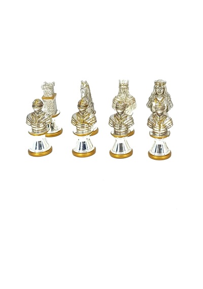 Orta Çağ Temalı Kurşun Satranç Taş Seti – Gold & Silver