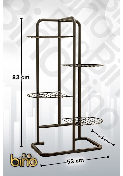 Bino 4 Katlı Metal Çiçeklik Dekoratif Lüks Bahçe Mobilyası Saksı Standı Saksılık Raf