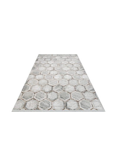 Bespoky Argilla Geometrik Modern Salon Halısı Makine Dokuma Gri - Açık Gri - 15957k