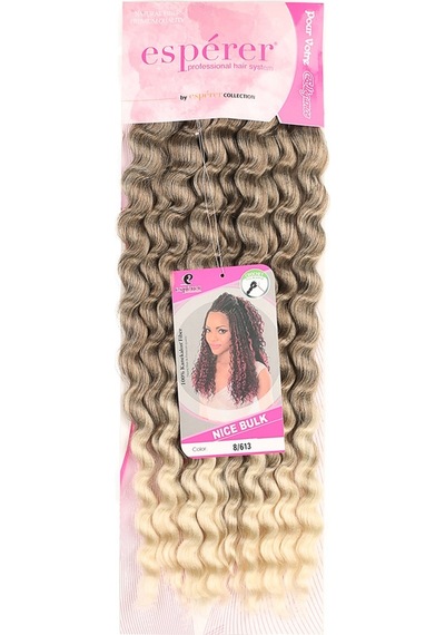 Nice Bulk Afro Su Dalgası Saç - Küllü Kahve / Platin Ombreli