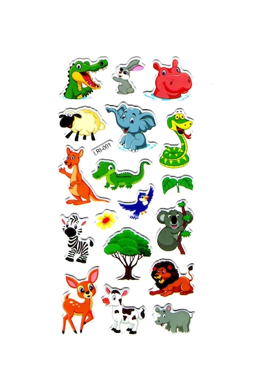 Sticker Kabartmalı Stiker Defter Planlayıcı Etiket Lrı001 -17x9 Cm- Neşeli Hayvanlar