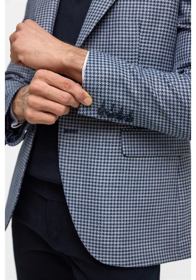 Süvari Parlament Mavi Slim Sivri Yaka 6 Drop Ceket Parlament Mavi