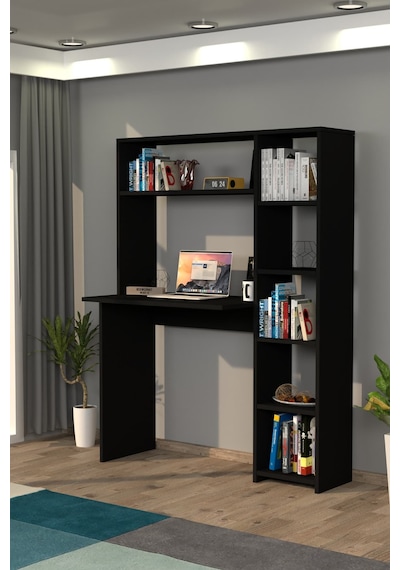 Moonlife Moonlife Duru Kitaplıklı Çalışma Masası Siyah Moonlife Moonlife Duru Kitaplıklı Çalışma Masası Siyah