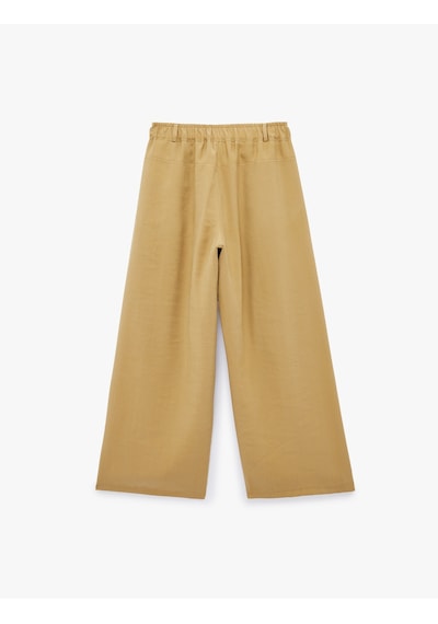 Koton Modal Kumaş Beli Lastikli Cepli Düz Geniş Paça Baggy Pantolon Khakı 6sak40161ew Haki