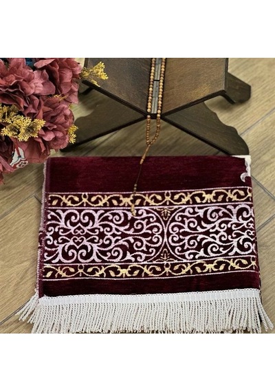 Makam-ı İbrahim Lüks Şönil Seccade Bordo 70x125 Cm-240 Gr Çok Renkli