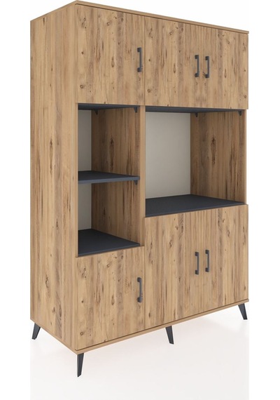 Kronos Dolap 9 Raflı 6 Kapaklı 132x59x195 Çam-çam/antrasit Çam