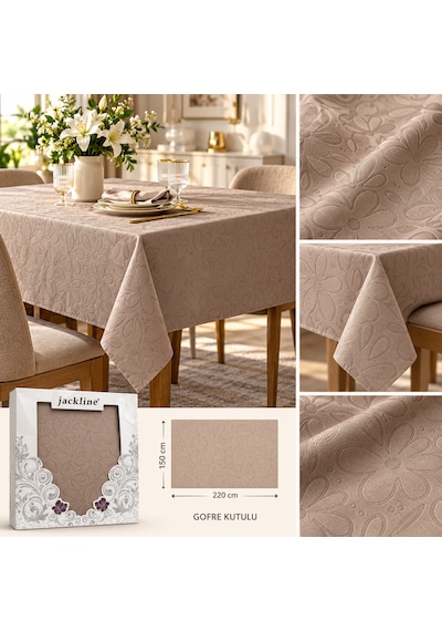 Kıng Cotton Jacklıne Gofre Kutulu Masa Örtüsü Bej