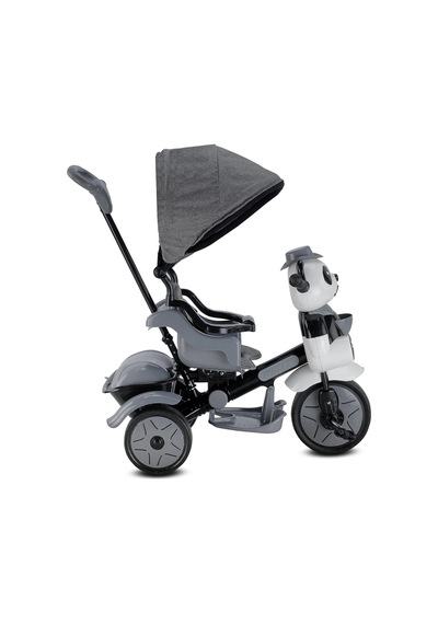 Babyhope 127 Lıttle Panda Lüks Üç Teker Kontrollü Bebek Bisikleti Gri Çok Renkli