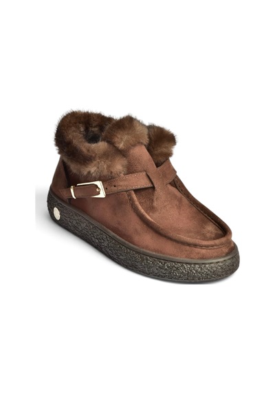Fox Shoes Z380576302 Kahverengi Süet Yapay Kürklü Kadın Bot