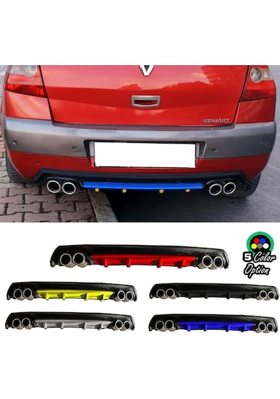 Renault Megane 2 Uyumlu Sd Yuvarlak Egzozlu Mavi Difüzör Difizör Çiftli Egzoz Arka Ek 2002-2009
