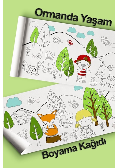 Melolisa Orman Temalı Bebek, Kreş Ve Çocuk Aktivite Ve Boyama Rulosu - Kids Coloring Roll