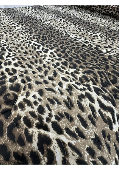 Tek Kişilik Kapitoneli Çok Amaçlı Örtü Seti 160x240 Çeyiz Seti Çeyiz Takımı Leopar Kahverengi