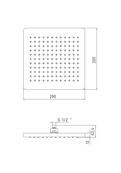 Eca Tiera Kare Duş Başlığı 20x20 Mat Siyah 102145029c1