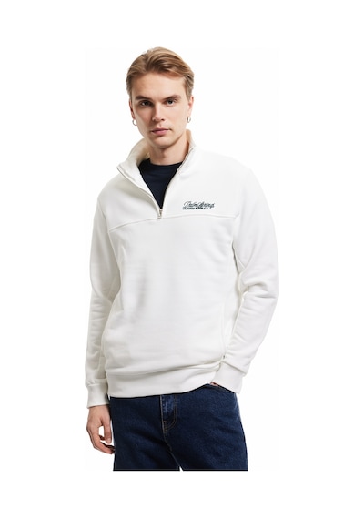 Koton İşlemeli Şardonlu Cep Detaylı Yarım Fermuarlı Sweatshirt Beyaz 5sam70042mk Beyaz