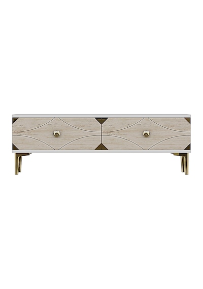 Tsa1297btg - Alfa Tsa120 Tv Stand, Tv Sehpası, Tv Ünitesi Beyaz - Traverten - Gold 120cm Tsa1297btg - Alfa Tsa120 Tv Stand, Tv Sehpası, Tv Ünitesi Beyaz - Traverten - Gold 120cm