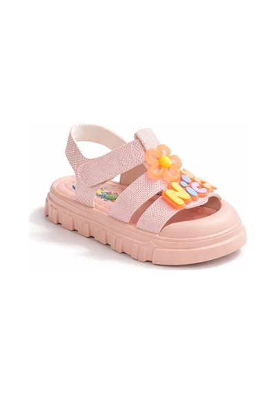 Kindep Kids Kaymaz Taban Çocuk Sandalet Simli Pudra