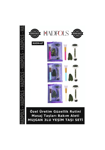 Özel Üretim Güzellik Rutini Masaj Taşları Bakım Aleti Mujgan 3lu Yeşim Taşı Seti