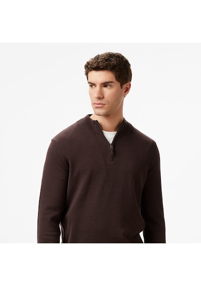 Nautica Erkek Kahverengi Classic Fit Kazak Düz S57104t Kahverengi