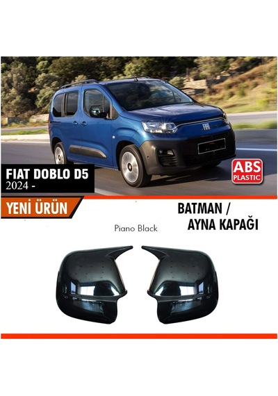 Fiat Doblo D5 2024 Uyumlu Yarasa Batman Ayna Kapağı Piano Black