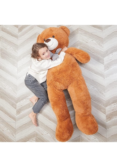 130 Cm Papyonlu Sevimli Peluş Ayı - Sevgiliye Özel Hediye Kahverengi