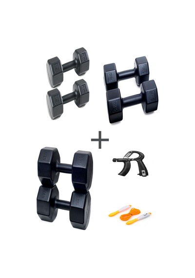 Ps Spor 3 Çift Dambıl Set 3 Kg + 4 Kg +5 Kg + Ayarlanabilir Sayaçlı El Yayı Ve Atlama İpi