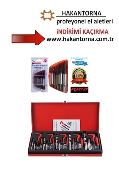 Rico Ters Kılavuz Kırılmış Vida Çivata Sökme Seti M3-m25 Vida 131 Parça Tamir Helicoil Takımı
